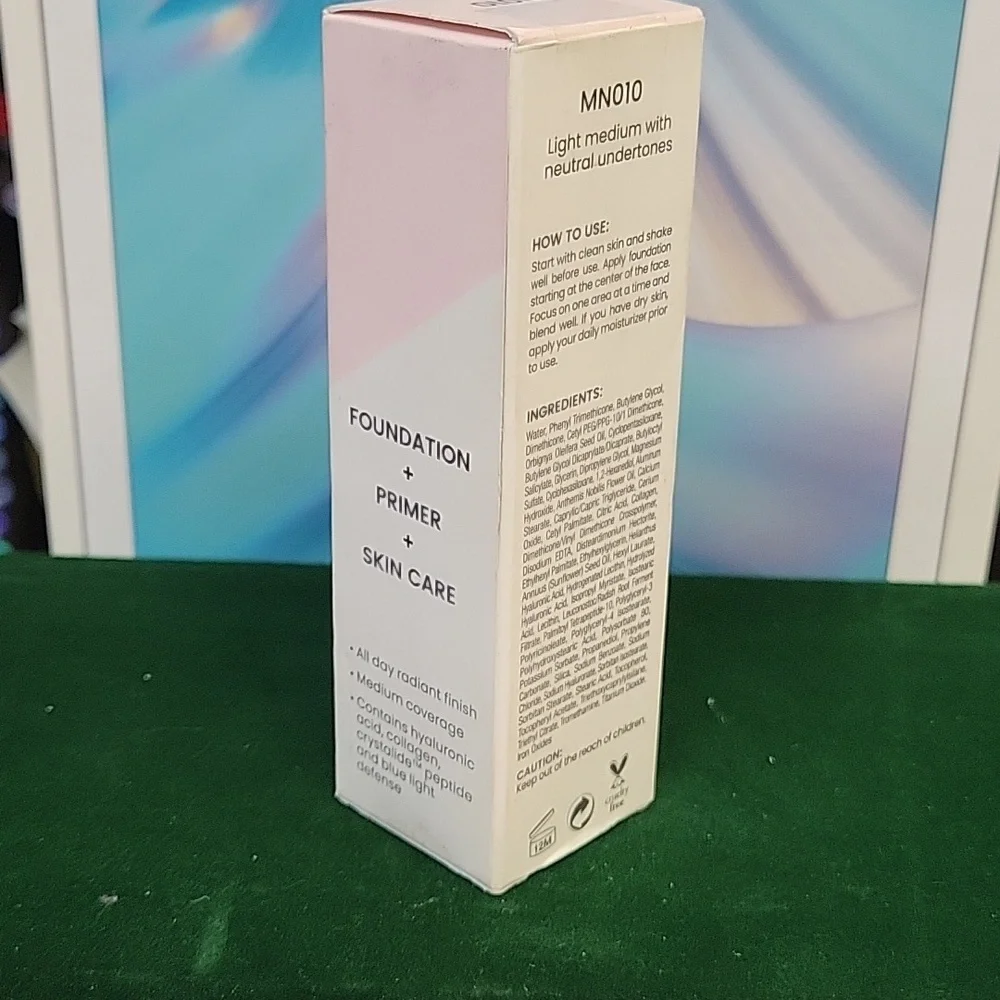 Joah Crystal Glow Peptide Infused Foundation New Sealed 30ml Tube MN010